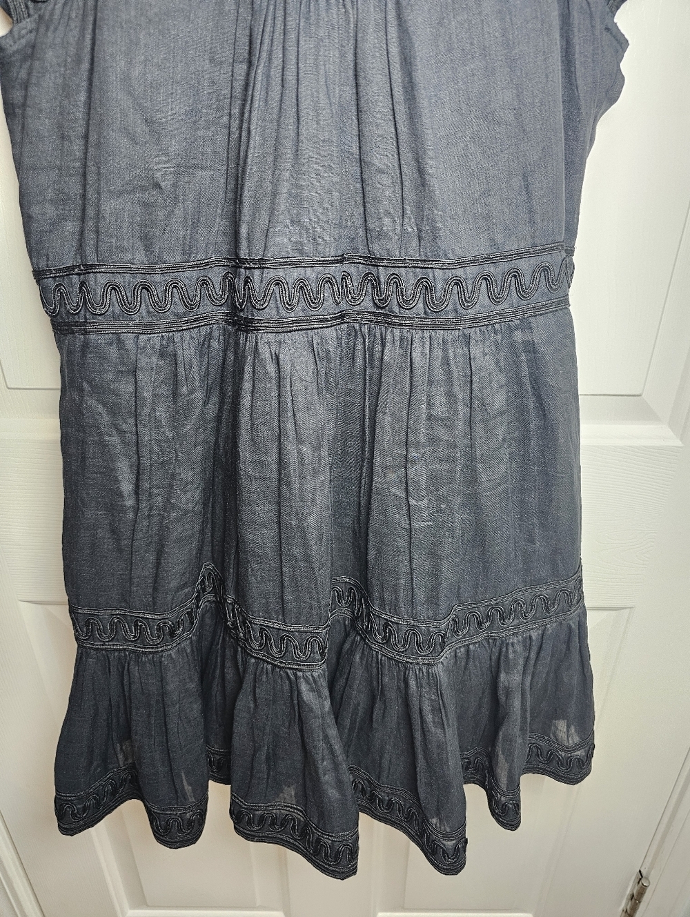 Veronica Beard Keeley Tiered Embroidered Mini Dress Black Size 00 - Picture 4 of 9